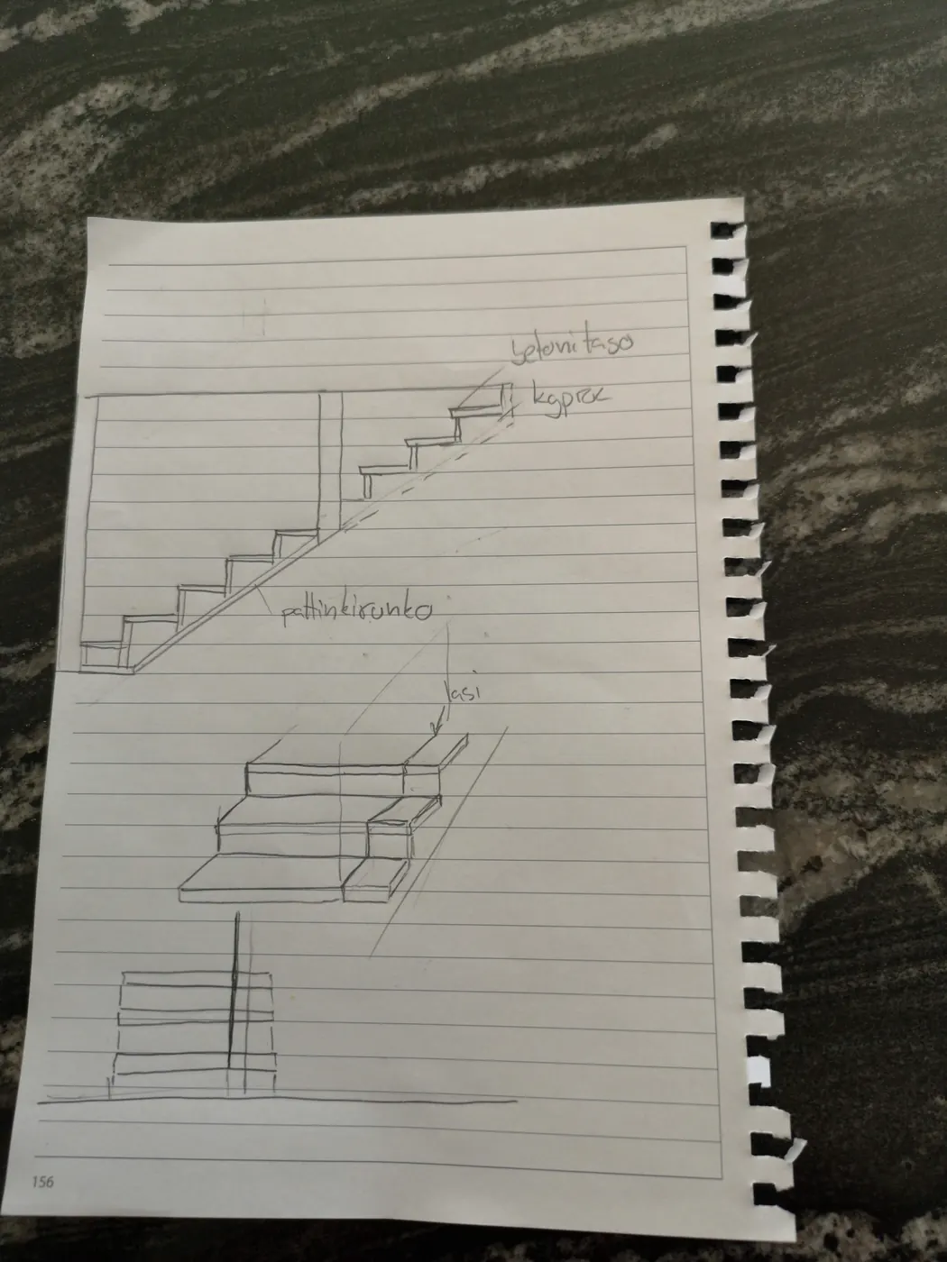 Lyijykynäluonnos muistivihkossa