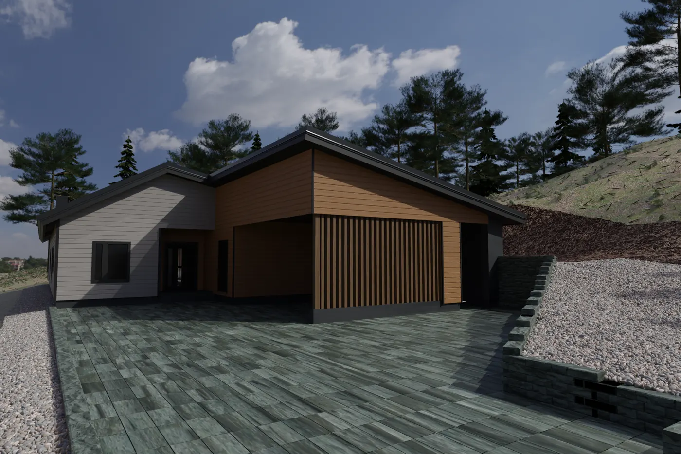 3D-renderöinti talon julkisivusta